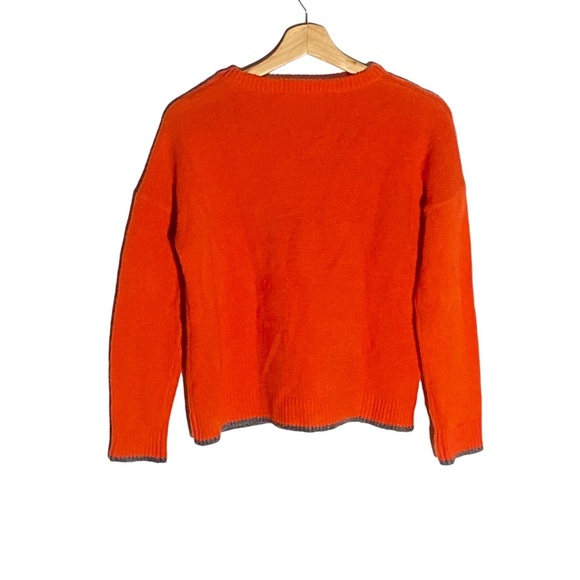THML Neon Orange Gray Trim Soft Sweater - Picture 3 of 5